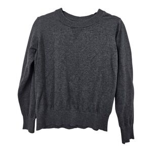 Pact Crew Neck Pullover Sweater Womens LG Charcoal Gray Organic Classic Preppy